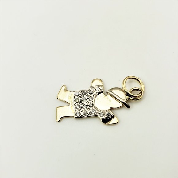 Vintage 14 Karat Yellow Gold and Diamond Boy Charm - Picture 2 of 9